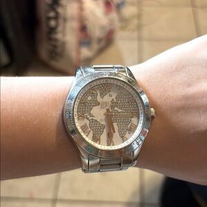Michael Kors Silver World Map Watch